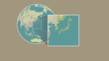 Awajishima Adası. Seto Naikai veya İç Denizi - Japonya 'da iki adımlık bir çerçeve ekstraksiyonu kullanılarak OpenStreet haritasında konumun sunumu