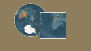 Adams Adası. Tasman Denizi - Yeni Zelanda 'da iki adımlık bir çerçeve ekstraksiyonu kullanılarak bir uydu haritasında konumun sunumu