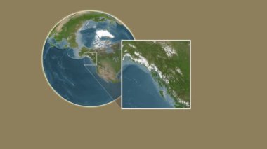 Amirallik Adası. Güneydoğu Alaska ve Britanya Kolumbiyası 'nın Sahil Suları' nda iki adımlık bir ekstraksiyonu kullanarak bir uydu haritasında konumun sunumu -