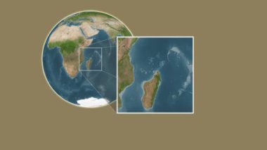 Ankify Adası. Mozambik Kanalı - Madagaskar - Madagaskar 'da iki adımlık kaydırma kare ekstraksiyonu kullanılarak bir uydu haritasında konumun sunumu