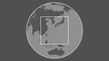 Amamioshima Adası. Konumunun, Doğu Çin Denizi 'nde merkezli iki adımlık çerçeve çıkarımı kullanılarak bir bileklik yükseklik haritasında sunulması- Japonya