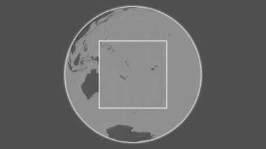 Anatom Adası. Mercan Denizi 'ndeki merkezli iki adımlık iskelet çıkarımı kullanılarak bir bileklik yükseklik haritasında konumun sunumu - Vanuatu