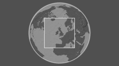 Anglesey Adası. Konumun İrlanda Denizi ve St. George Kanalı 'ndaki merkezli iki adımlık çerçeve çıkarımı kullanılarak bir bileklik yükseklik haritasında sunumu - Birleşik Krallık