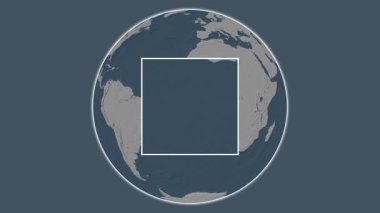 Yükseliş Adası. Güney Atlantik Okyanusu - Saint Helena, Ascension ve Tristan da Cunha - merkezli iki adımlık kare çıkarımı kullanılarak, çelik renkli bir yükseklik haritasında yer almaktadır.