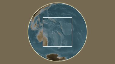 Ile Sanat Adası. Mercan Denizi - Fransa 'da merkezli iki adımlık çerçeve çıkarımı kullanılarak sepia haritasında konumun sunumu