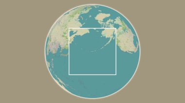 Adak Adası. Yerin bir OpenStreet haritasında, Bering Denizi 'nde merkezli iki adımlık çerçeve çıkarımı kullanılarak sunumu - ABD