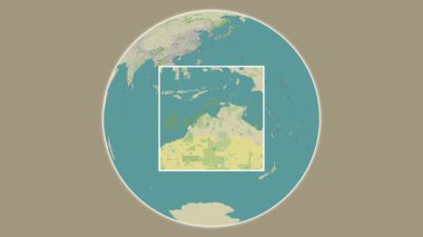 Adolphus Adası. Konumun bir OpenStreet haritasında Timor Denizi 'ndeki merkezli iki adımlı çerçeve ekstraksiyonu kullanılarak sunumu - Avustralya