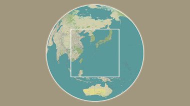 Amamioshima Adası. Doğu Çin Denizi 'nde merkezli iki adımlık çerçeve çıkarımı kullanılarak bir OpenStreet haritasında sunuluyor - Japonya