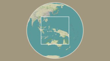 Pulau Amutu Besar Adası. Konumunun, Ceram Denizi 'ndeki merkezli iki adımlık çerçeve çıkarımı kullanılarak bir OpenStreet haritasında sunumu - Endonezya