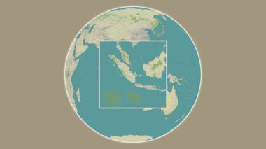 Pulau Herhangi Bir Ada. Güney Çin Denizi - Endonezya 'da merkezli iki adımlık çerçeve ekstraksiyonu kullanılarak bir OpenStreet haritasında konumun sunumu