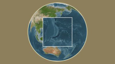 Anatahan Adası. Filipin Denizi 'nde merkezli iki adımlık çerçeve çıkarma kullanılarak bir uydu haritasında sunum - ABD