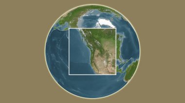 Anderson Adası. Güneydoğu Alaska ve Britanya Kolumbiyası 'nın Sahil Suları' nda merkezli iki adımlı çerçeve ekstraksiyonu kullanılarak bir uydu haritasında konumun sunumu -