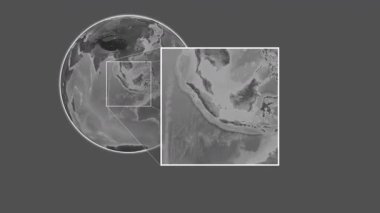 Pulau Bangka Adası. Java Denizi - Endonezya - Endonezya 'da kaydırma-benzeri iki adımlı çerçeve ekstraksiyonu kullanılarak bir bileklik yükseklik haritasında konumun sunumu