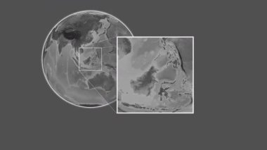 Pulau Bunyu Adası. Konumun, Celebes Denizi - Endonezya - Endonezya 'daki kaydırma-benzeri iki adımlı çerçeve ekstraksiyonu kullanılarak bir bileklik yükseklik haritasında sunulması