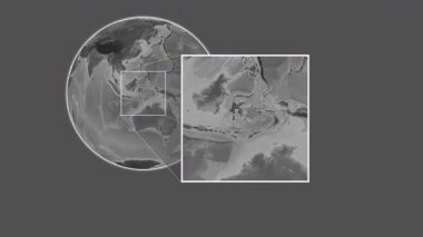 Buton Adası. Banda Denizi - Endonezya - Endonezya - Banda Denizi 'ndeki kaydırma-benzeri iki adımlı çerçeve ekstraksiyonu kullanılarak bir bileklik yükseklik haritasında konumun sunumu