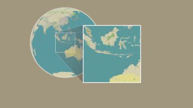 Pulau Bali Adası. Bali Denizi 'nde - Endonezya - Endonezya' da iki adımlık kaydırma iskeleti ekstraksiyonu kullanılarak bir OpenStreet haritasında konumun sunumu