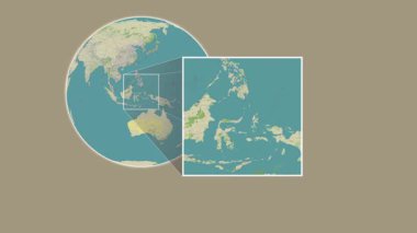 Pulau Bangka Adası. Celebes Denizi - Endonezya 'da iki adımlık kaydırma çerçeve ekstraksiyonu kullanılarak bir OpenStreet haritasında konumun sunumu
