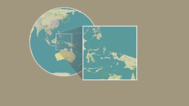 Pulau Batanta Adası. Yerin OpenStreet haritasında Halmahera Denizi - Endonezya 'da iki adımlık bir çerçeve ekstraksiyonu kullanılarak sunumu