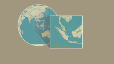 Pulau Bintan Adası. Singapur Boğazı - Endonezya - Endonezya - Singapur Boğazı 'ndaki slayt benzeri iki adımlı çerçeve ekstraksiyonu kullanılarak OpenStreet haritasında konumun sunumu