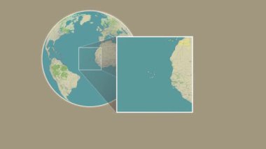 Boa Vista Adası. Kuzey Atlantik Okyanusu - Cape Verde 'de iki adımlık bir çerçeve çıkarımı kullanılarak bir OpenStreet haritasında konumun sunumu