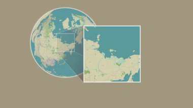 Bolshoy Lyakhovsky Adası. Doğu Sibirya Denizi - Rusya 'da, OpenStreet haritasında iki adımlık bir kaydırma iskeleti ekstraksiyonu kullanılarak sunuluyor.