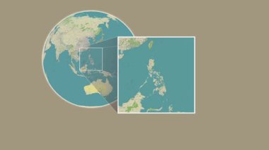 Burias Adası. Filipin Denizi - Filipinler 'de iki adımlık slayt çerçeve ekstraksiyonu kullanılarak OpenStreet haritasında konumun sunumu