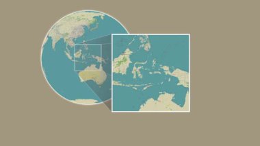 Pulau Buru Adası. Banda Denizi - Endonezya - Endonezya 'da iki adımlık kaydırma çerçeve ekstraksiyonu kullanılarak OpenStreet haritasında konumun sunumu