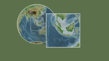 Pulau Bangka Adası. Konumun Java Denizi - Endonezya 'daki kaydırma-benzeri iki adımlı çerçeve ekstraksiyonu kullanılarak renkli bir yükseklik haritasında sunumu