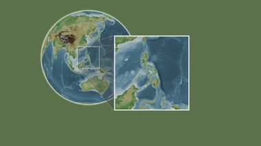 Bantayan Adası. Filipin Denizi - Filipinler - Filipinler - Filipinler - Filipinler 'de iki adımlık kaydırak çerçeve ekstraksiyonu kullanılarak rengarenk bir yükseklik haritasında konum sunumu