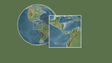 Bastimentos Adası Adası. Karayipler Denizi 'nde iki adımlık kaydırma iskeleti kullanarak rengarenk bir yükseklik haritasında konumun sunumu - Panama