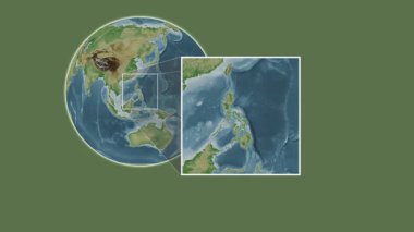 Batan, Albay Adası. Filipin Denizi - Filipinler - Filipinler - Filipinler - Filipinler 'de iki adımlık kaydırak çerçeve ekstraksiyonu kullanılarak rengarenk bir yükseklik haritasında konum sunumu