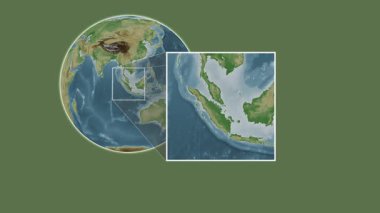 Pulau Belat Adası. Güney Çin Denizi - Endonezya - Endonezya Denizi 'ndeki kaydırma-benzeri iki adımlı çerçeve ekstraksiyonu kullanılarak konumun renkli bir yükseklik haritasında sunulması