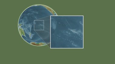 Bora Bora Adası. Güney Pasifik Okyanusu 'ndaki kaydırak gibi iki adımlı kare çıkartması kullanılarak rengarenk bir yükseklik haritasında sunuluyor - Fransa