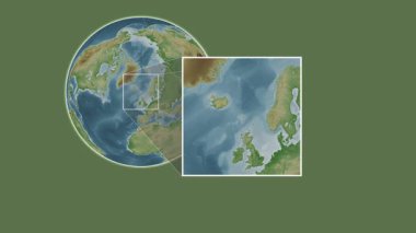 Boroy Adası. Kuzey Atlantik Okyanusu - Faroe Adaları - Kuzey Atlantik Okyanusu 'ndaki kaydırak benzeri iki adımlı çerçeve ekstraksiyonu kullanılarak rengarenk bir yükseklik haritasında konumun sunumu
