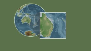 Bribie Adası. Mercan Denizi 'nde iki adımlık kaydırma iskeleti kullanarak rengarenk bir yükseklik haritasında konumun sunumu - Avustralya