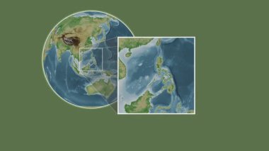 Busuanga Adası. Sulu Denizi - Filipinler - Filipinler - Sulu Denizi 'nde iki adımlık kaydırma iskeleti kullanarak konumun renkli bir yükseklik haritasında sunulmasıName