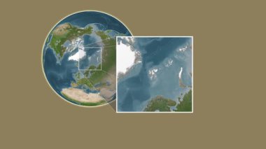Barentsya Adası. Barents Denizi 'nde iki adımlık bir çerçeve ekstraksiyonu kullanılarak bir uydu haritasında konumun sunumu - Norveç