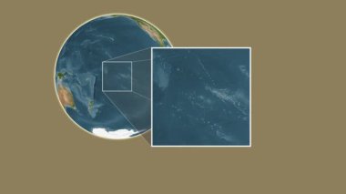 Bora Bora Adası. Güney Pasifik Okyanusu 'nda, Fransa' da, iki adımlık bir kaydırak karesi ekstraksiyonu kullanılarak bir uydu haritasında konumun sunumu