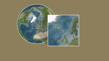 Boroy Adası. Kuzey Atlantik Okyanusu - Faroe Adaları - Kuzey Atlantik Okyanusu 'ndaki iki adımlık ekstraksiyonu kullanarak bir uydu haritasında konumun sunumu