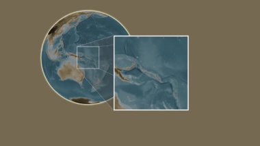 Barora Fa Adası. Güney Pasifik Okyanusu 'ndaki Solomon Adaları' ndaki kaydırak gibi iki basamaklı kare ekstraksiyonu kullanılarak sepya renkli bir yükseklik haritasında sunuluyor.