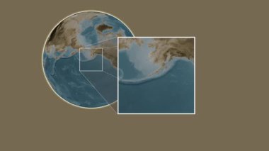 Kuş Adası. Amerika Birleşik Devletleri, Alaska Körfezi 'nde iki adımlık bir kaydırak çerçeve ekstraksiyonu kullanılarak sepia renkli bir yükseklik haritasında yer almaktadır.