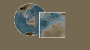 Boongaree Adası. Yerin Hint Okyanusu 'nda iki adımlık kaydırma iskeleti kullanarak sepya renkli bir yükseklik haritasında sunulması- Avustralya