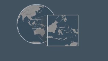 Pulau Bangkulu Adası. Banda Denizi - Endonezya - Endonezya - Banda Denizi 'nde iki adımlık kaydırak çerçeve ekstraksiyonu kullanılarak, çelik renkli bir yükseklik haritasında konumun sunumu