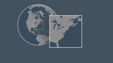 Barnegat Yarımadası Adası. Kuzey Atlantik Okyanusu - Amerika Birleşik Devletleri 'nde iki adımlık bir kaydırak iskelet ekstraksiyonu kullanılarak çelikle boyanmış bir yükseklik haritasında konumun sunumu