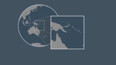 Basilaki Adası. Süleyman Denizi 'nde iki adımlık kaydırma iskeleti kullanarak çelik renkli bir yükseklik haritasında konumun sunumu - Papua Yeni Gine