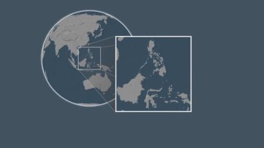 Basilan Adası. Sulu Denizi - Filipinler - Filipinler - Sulu Denizi 'nde iki adımlık bir kaydırak iskelet çıkartması kullanılarak çelikle boyanmış bir yükseklik haritasında konum sunumu