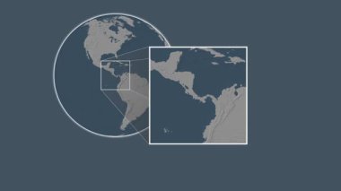 Bastimentos Adası Adası. Karayip Denizi 'nde iki adımlık kaydırma iskeleti kullanarak çelik renkli bir yükseklik haritasında konumun sunumu - Panama