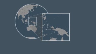 Pulau Biak Adası. Güney Pasifik Okyanusu - Endonezya - Endonezya 'da iki adımlık bir kaydırak çerçeve ekstraksiyonu kullanılarak, çelik renkli bir yükseklik haritasında konumun sunumu