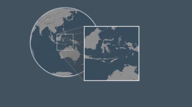 Pulau Binongko Adası. Banda Denizi - Endonezya - Endonezya - Banda Denizi 'nde iki adımlık kaydırak çerçeve ekstraksiyonu kullanılarak, çelik renkli bir yükseklik haritasında konumun sunumu