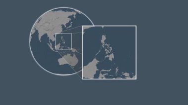 Bohol Adası. Filipin Denizi 'nde iki adımlık kaydırma iskeleti kullanarak çelik renkli bir yükseklik haritasında konumun sunumu - Filipinler